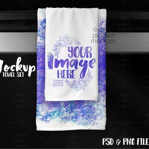 Dye sublimation micro velour hand towel set mockup