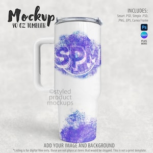 40oz Tumbler Mockup for Sublimation | 40 oz Tumbler with Handle Mockup | Photoshop Smart Mockup | Canva Frame Mockup