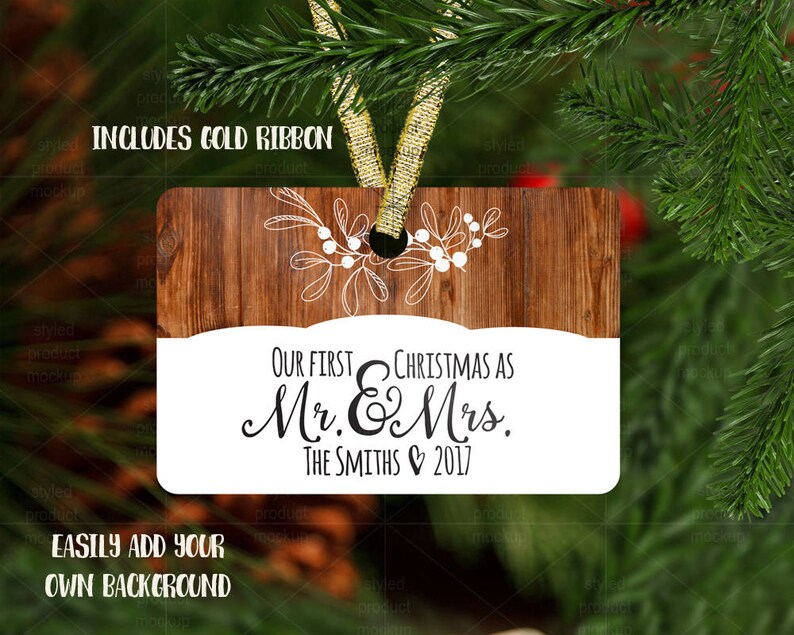 Download Rectangle Landscape Christmas Ornament mockup template Add | Etsy