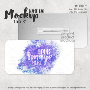 Dye sublimation 1.5x3 inch name tag Mockup | Name badge mockup | Add your own image and background