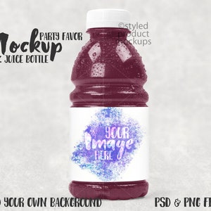 Party favor juice bottle label Mockup | Add your own image and background
