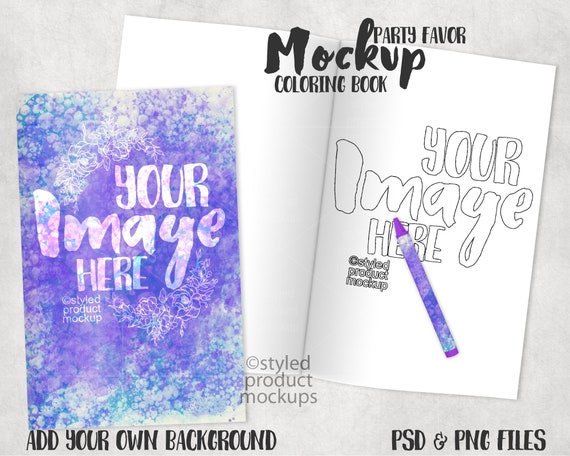 Download Coloring Book Party Favor Mockup Add Your Own Image And Etsy