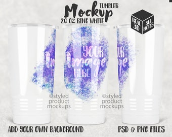 Dye sublimation 20oz ringneck white tumbler Mockup | Add your own image and background