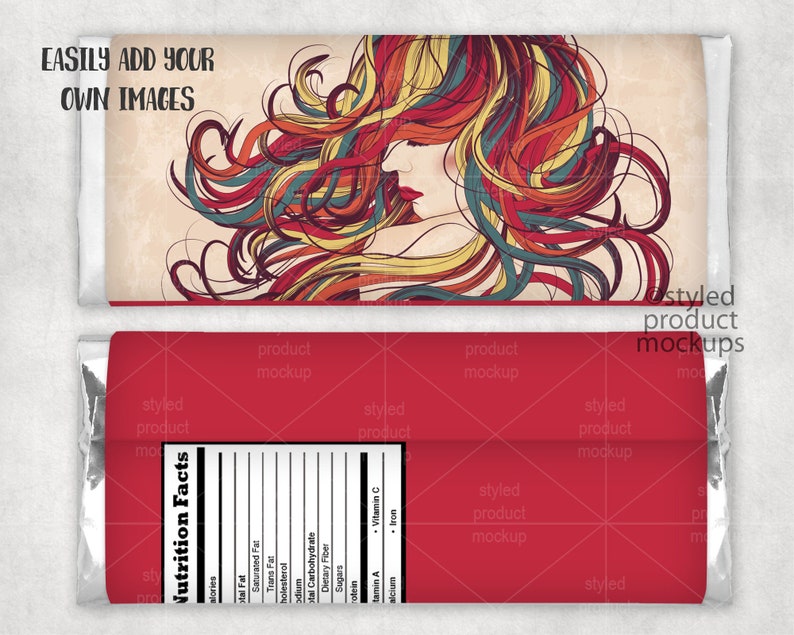 Download Chocolate bar wrapper party favor Mockup Add your own ...