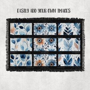 9 Panel Woven Blanket Mockup | Dye Sublimation Fringe Throw Blanket | PSD, Canva, PNG, EPS image 2