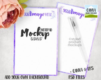 Paper notepad mockup template| Add your own image and background | Canva frame mockup