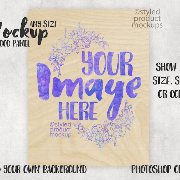 Dye sublimation wood photo panel mockup | Add your own image and background