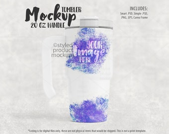 Dye sublimation 20oz tumbler with handle Mockup | Add your own image and background