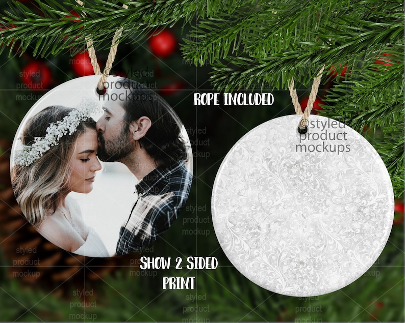 Download Dye sublimation round ceramic Christmas ornament mockup Add | Etsy