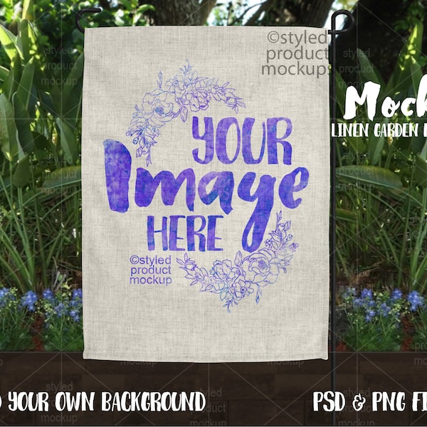 Dye sublimation linen garden flag Mockup | Add your own image and background