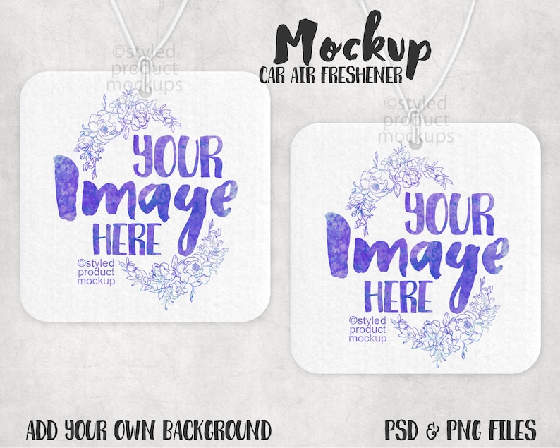 Download Dye sublimation square car air freshener mockup Add your ...