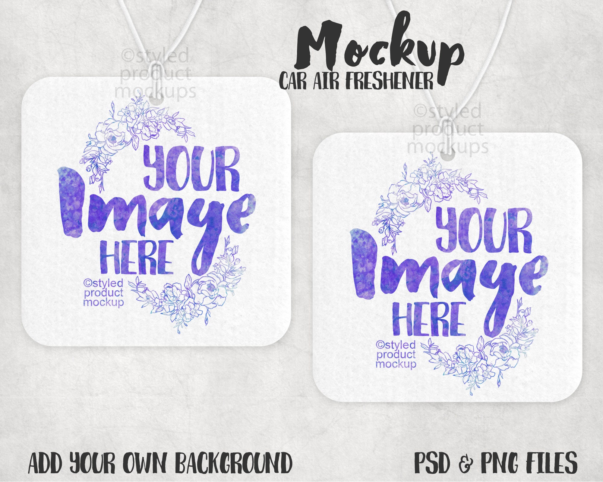 Download Dye Sublimation Square Car Air Freshener Mockup Add Your Own Etsy