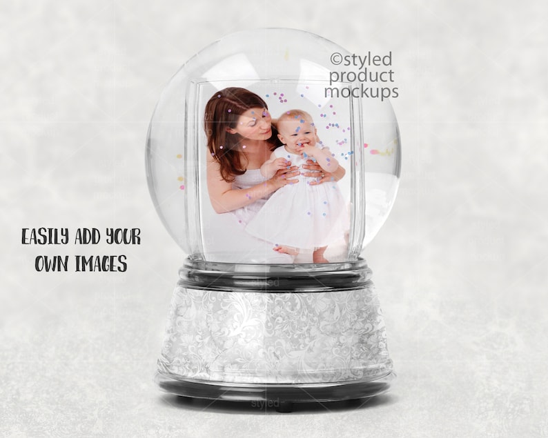 Snow Globe With Globe Photo Insert and Base Insert Mockup Etsy