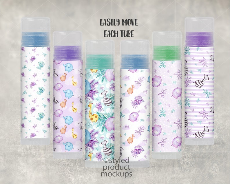 Download Lip balm tube label set mockup template Add your own image ...