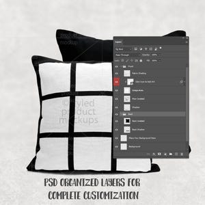 9 Panel Pillow Mockup | Dye Sublimation Pillow Mockup | Smart PSD, Canva Frame, Transparent PNG image 5