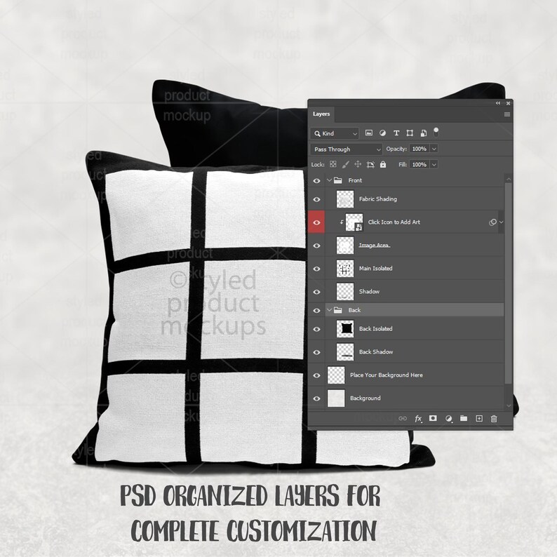 9 Panel Pillow Mockup | Dye Sublimation Pillow Mockup | Smart PSD, Canva Frame, Transparent PNG image 5