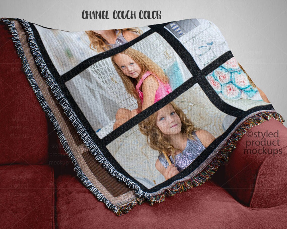 Download Large 9 panel throw blanket mockup template shown folded on a | Etsy