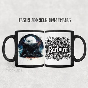 Svart muggmodellpaket | 11oz sublimeringsmugg PSD PNG Canva-ram bild 3