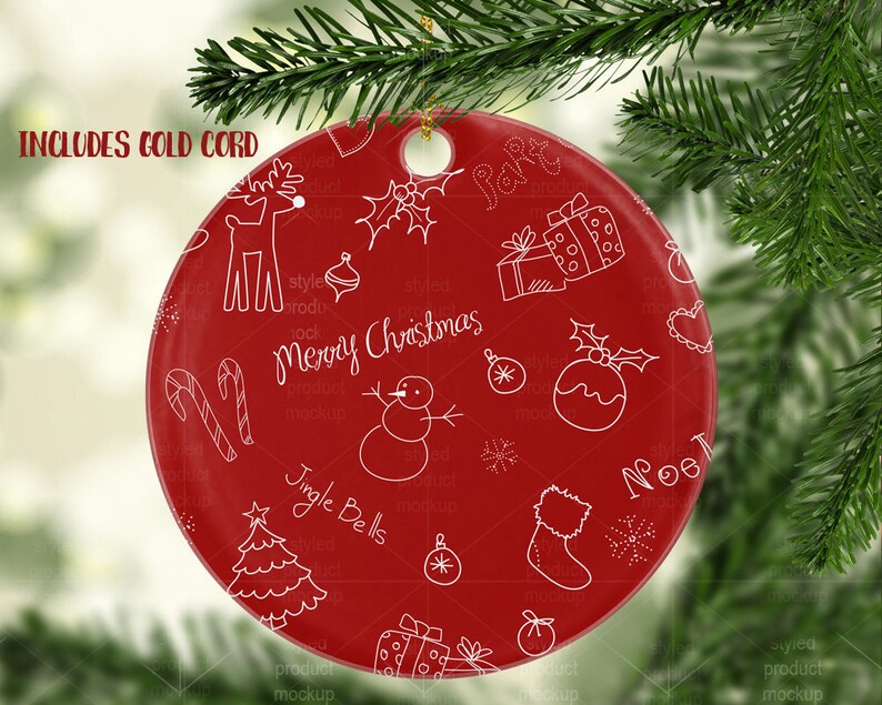 Download Round sublimation acrylic Christmas ornament mockup template | Etsy