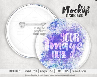 Kunststoff Rückseite runder Button Mockup | Fügen Sie Ihr eigenes Bild und Hintergrund hinzu