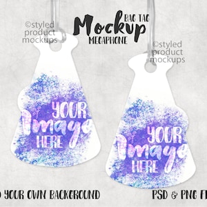 Dye sublimation megaphone luggage tag mockup | Add your own image and background