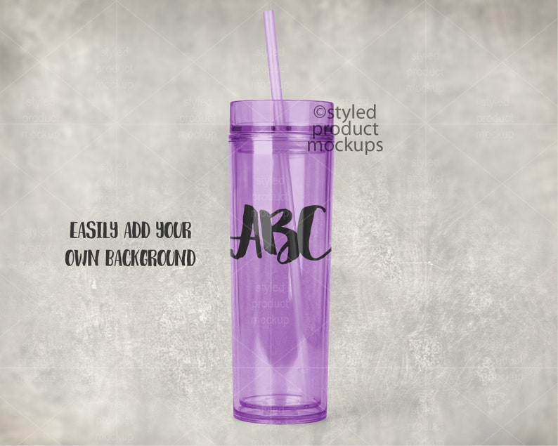 Download Plastic skinny tumbler with lid and straw template mockup ...