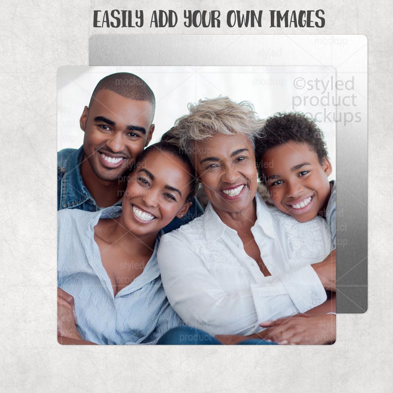 10x10 Aluminum Photo Panel Mockup | Sublimation Square Aluminum | PSD, PNG, Canva, EPS image 2