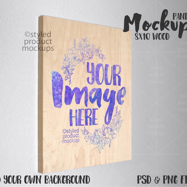 Dye sublimation 8 x 10 wood panel mockup | Add your own image and background