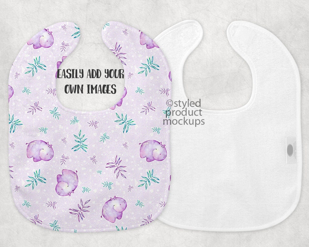 Dye sublimation micro velour baby bib mockup template Add