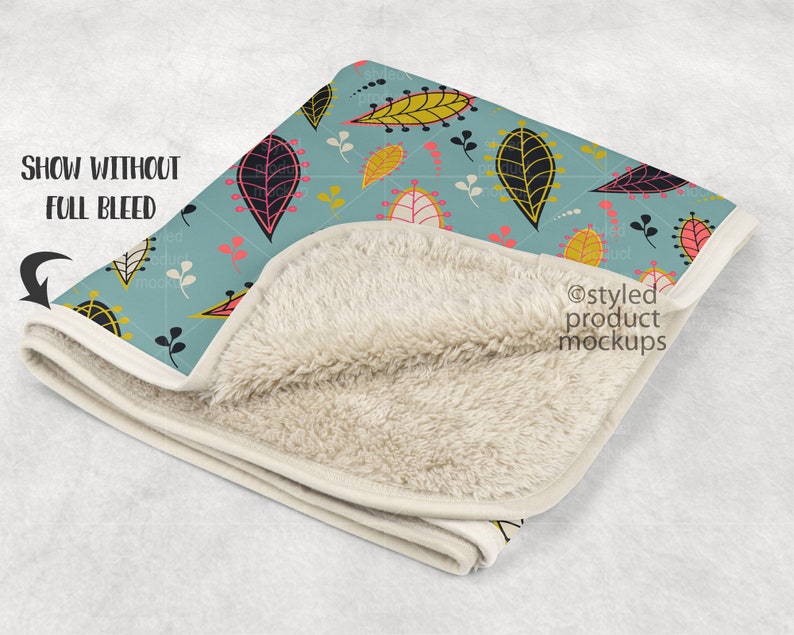 Dye sublimation Sherpa back blanket with border edge mockup Etsy