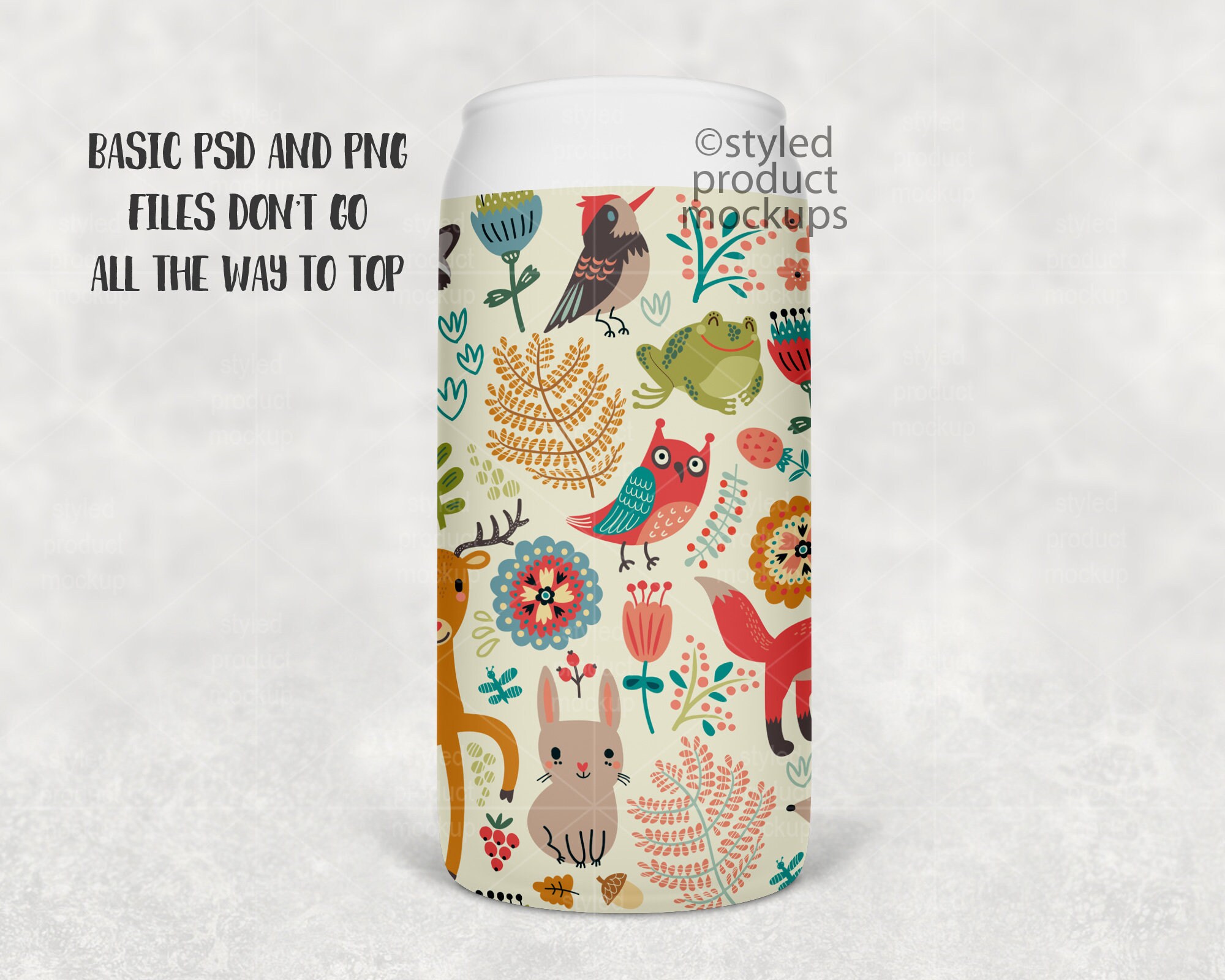 Dye sublimation 18oz frosted beer can glass Mockup Add your Etsy