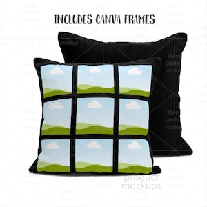 9 Panel Pillow Mockup | Dye Sublimation Pillow Mockup | Smart PSD, Canva Frame, Transparent PNG image 4