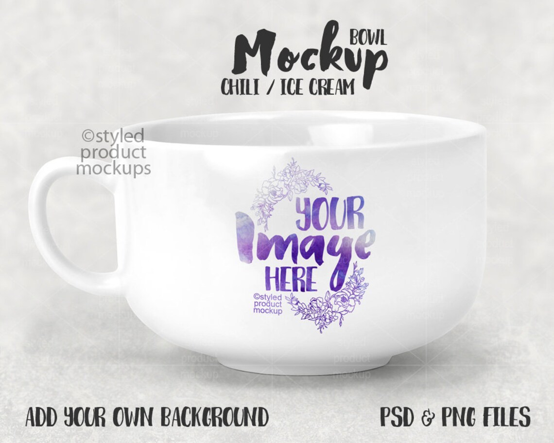 Dye Sublimation Chili or Ice Cream Bowl Mockup Template Add Etsy