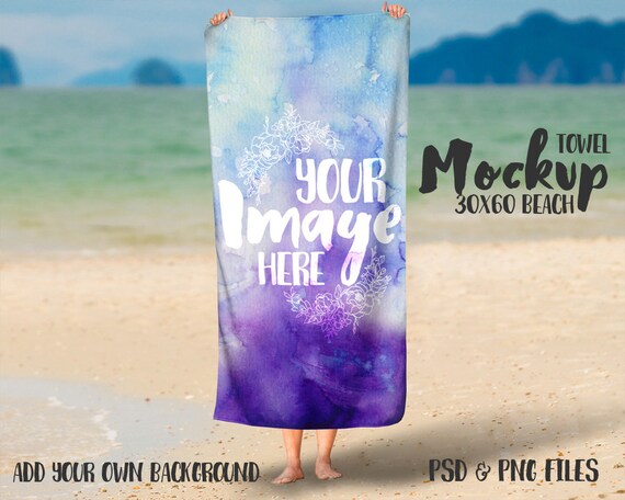 Download Rectangle 30x60 Beach Towel Mockup Template Add Your Own Etsy