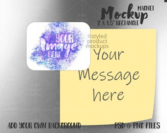 Dye sublimation rectangle magnet Mockup | Add your own image and background