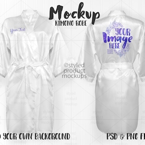 Download Satin Kimono Robe With Lace Edges Mockup Add Your Own Image Etsy