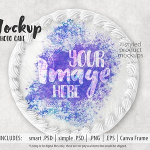 Round cake for edible image or topper Mockup | Add your own image and background | canva frame mockup