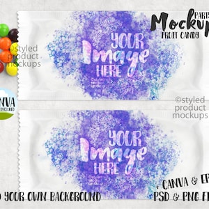 Fruit flavor rainbow candy wrapper mockup | Add your own image and background | Canva frame mockup