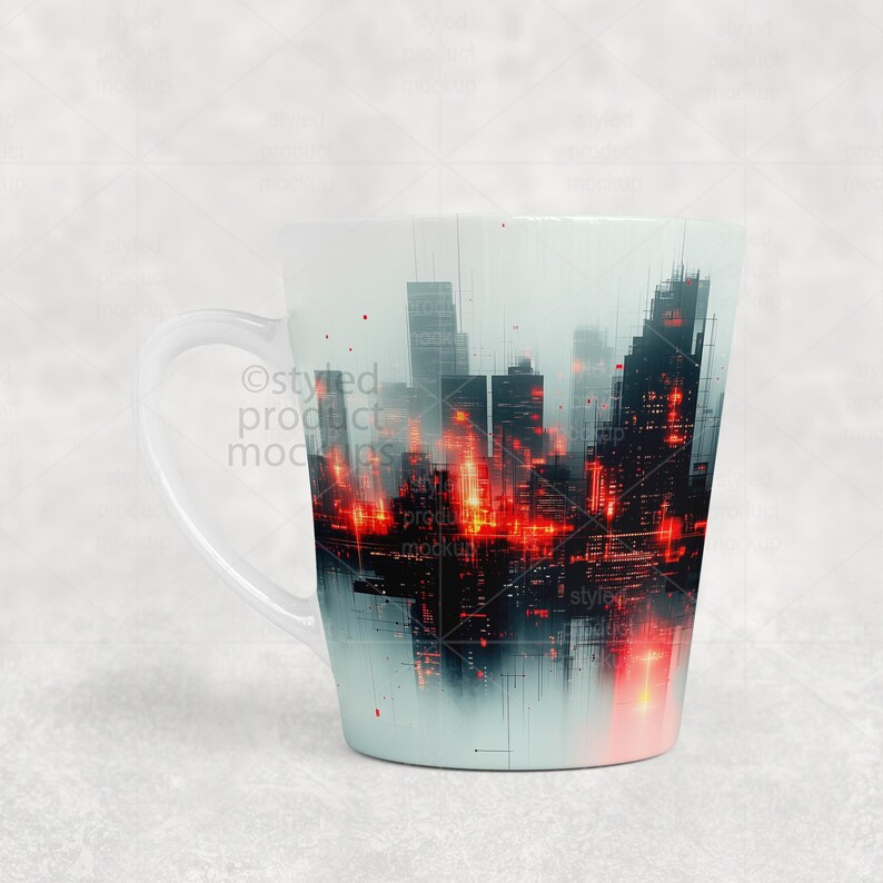 Dye sublimation 12oz Latte Mug Mockup (PSD, Canva, PNG) image 8