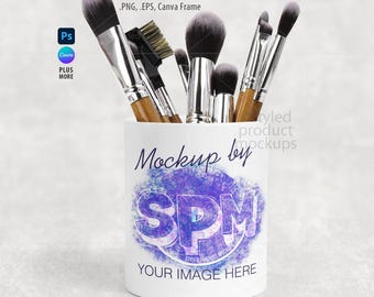 Ceramic Makeup Brush Holder Mockup |  PSD, PNG, EPS, Canva Frame