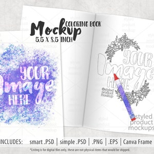Mockup di bomboniera per libro da colorare / Aggiungi la tua immagine e sfondo