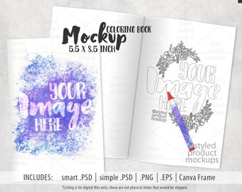 Coloring book party favor mockup | Add your own image and background