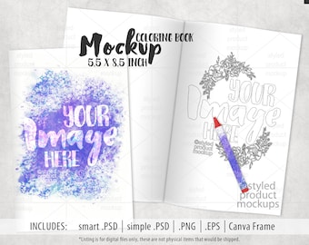 Coloring book party favor mockup | Add your own image and background