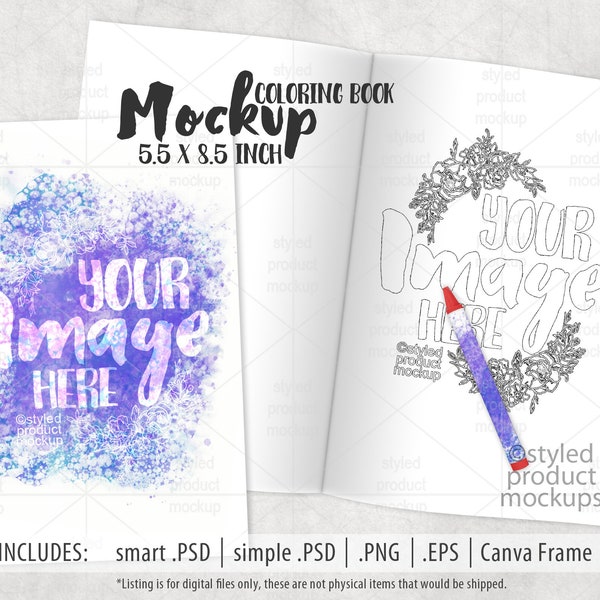Coloring book party favor mockup | Add your own image and background