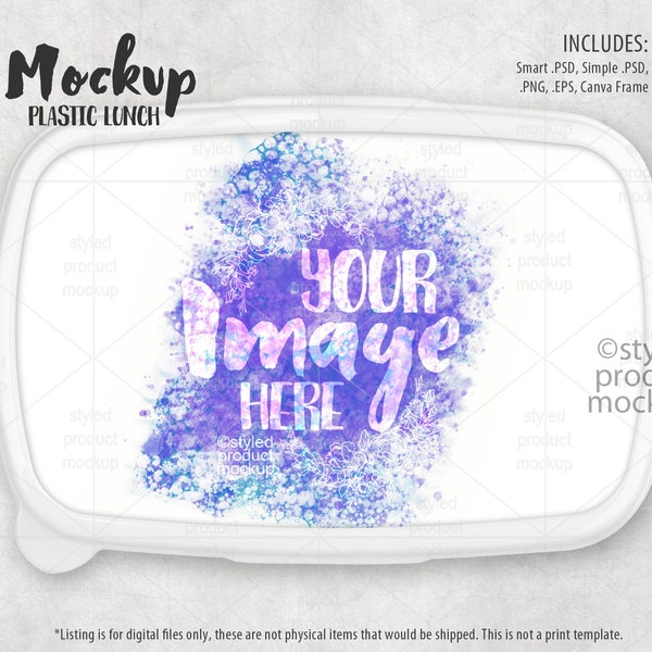 Dye Sublimation Kunststoff Lunchbox Mockup | Füge dein eigenes Bild und Hintergrund hinzu