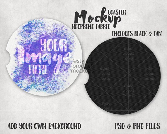 Download Dye Sublimation Neoprene Fabric Car Coaster Mockup Add Your Etsy