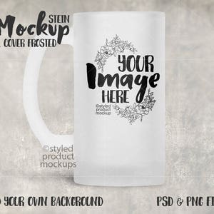 Modello di modello di boccale in vetro smerigliato da 16 once / Include la versione a 2 boccali / Aggiungi la tua arte e il tuo sfondo