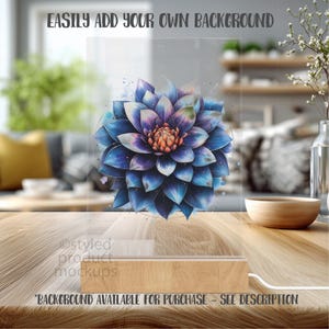 Mockup van 4 x 6 acryl led-plaquette | Helder acryl | Nachtlampje op houten basis (PSD, canvas, png) afbeelding 3