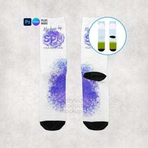 Crew Sock Mockup – Sublimation Flat Lay Dress Sock Mockup PSD, Canva, PNG and EPS