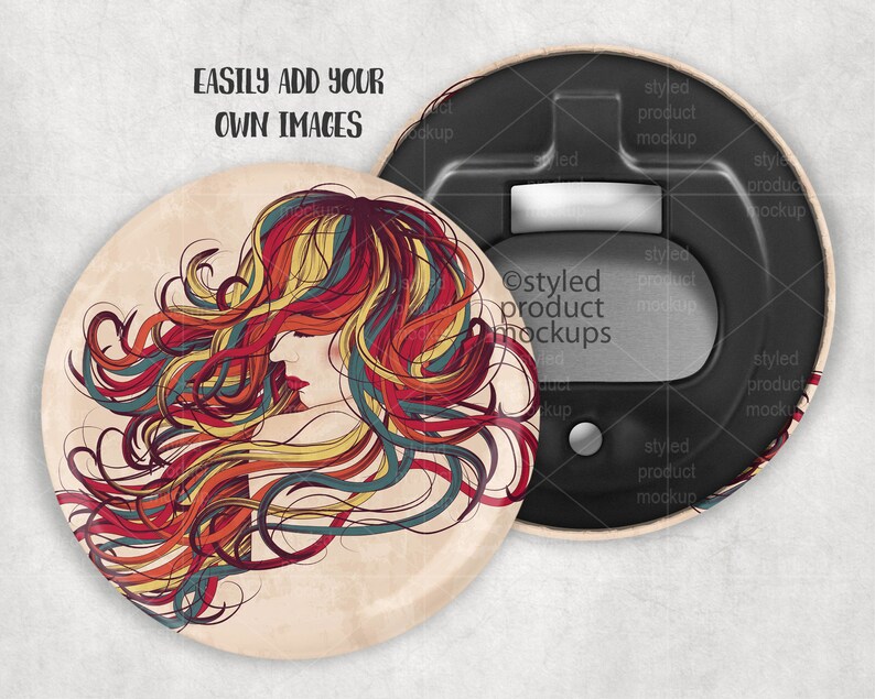 Download Plastic backed button bottle opener with magnet mockup | Etsy